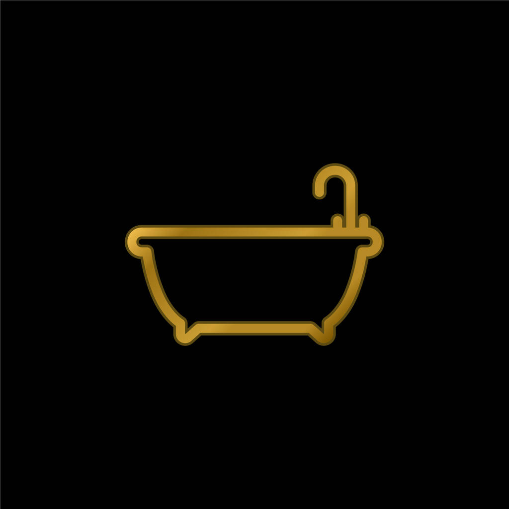 Bañera chapado en oro icono metálico o logo vector - Vector, Imagen