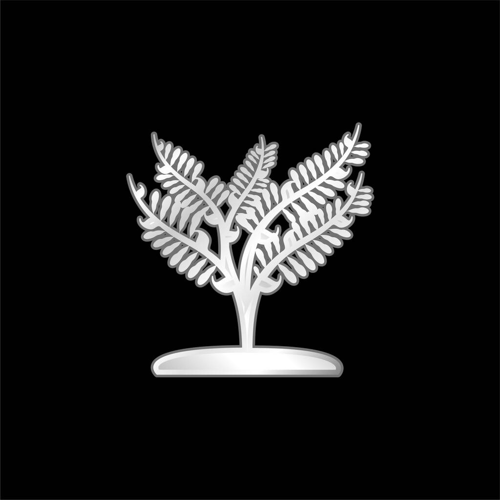 Grande pianta come un piccolo albero argento placcato icona metallica - Vettoriali, immagini
