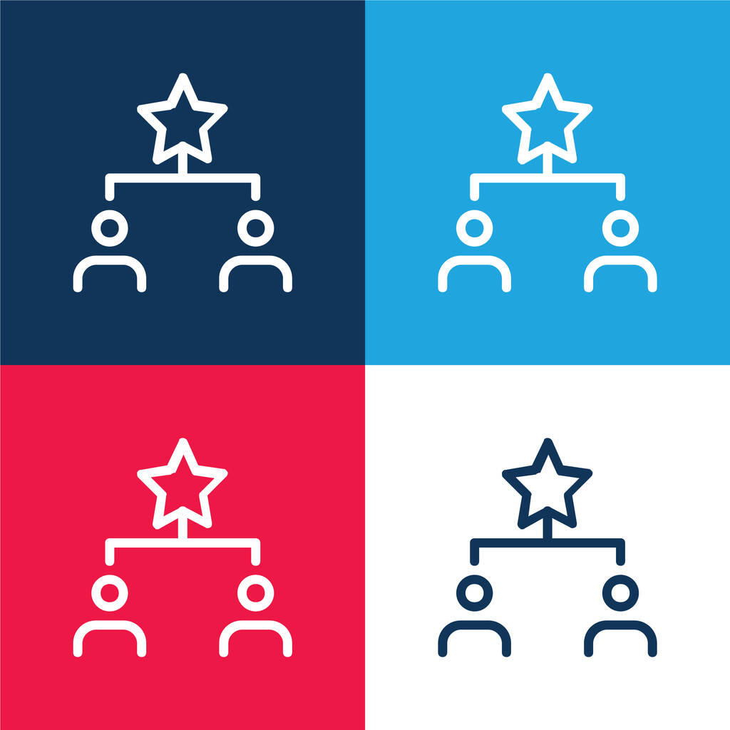 Mejor conjunto de iconos mínimo de cuatro colores azul y rojo - Vector, imagen