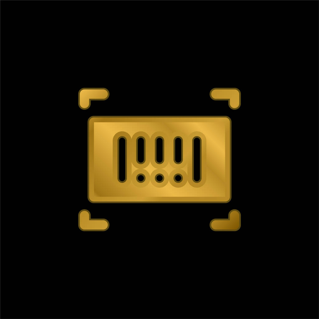 Codice a barre oro placcato icona metallica o logo vettore - Vettoriali, immagini