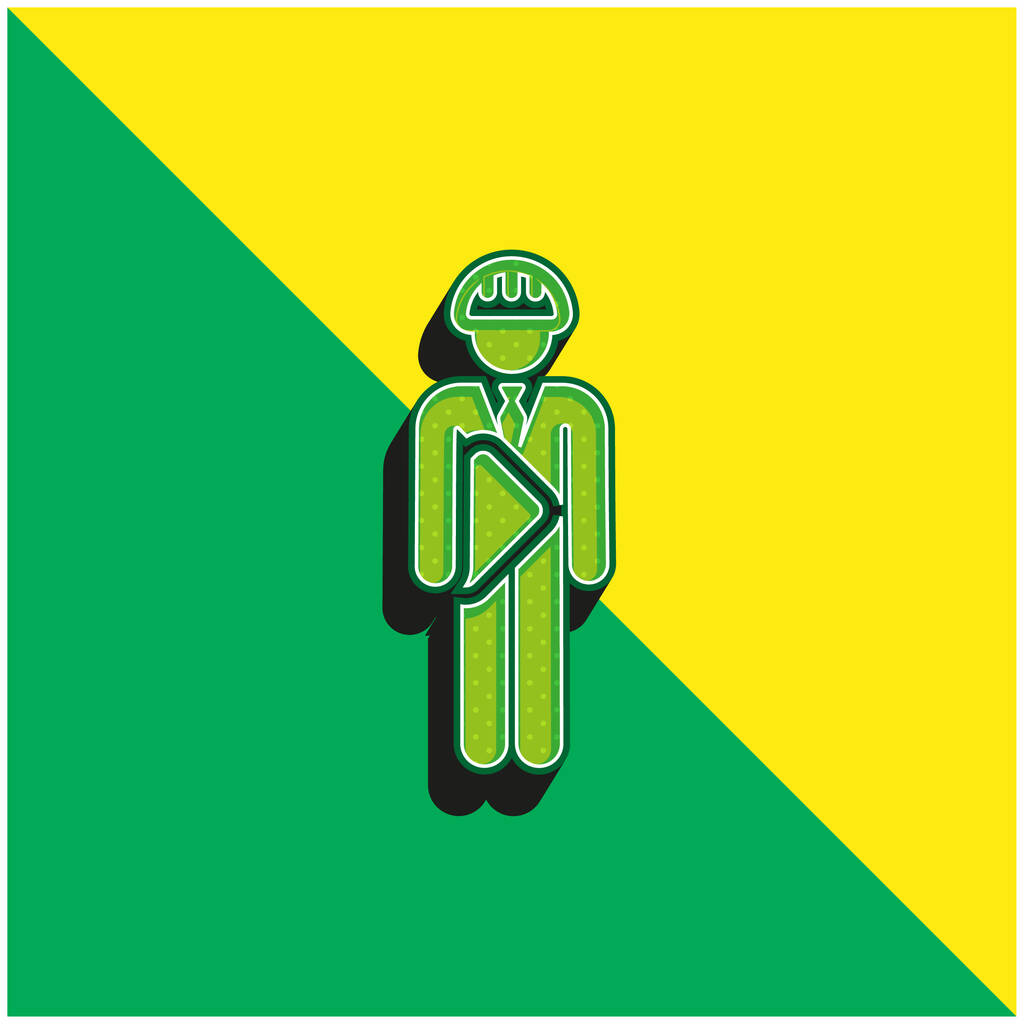 Építész Zöld és sárga modern 3D vektor ikon logó - Vektor, kép