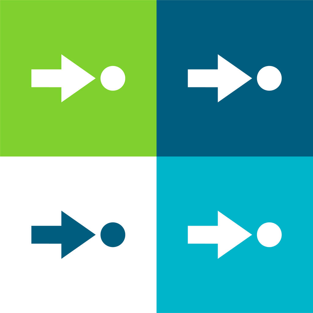 Freccia che indica un cerchio piatto quattro set di icone minime di colore - Vettoriali, immagini