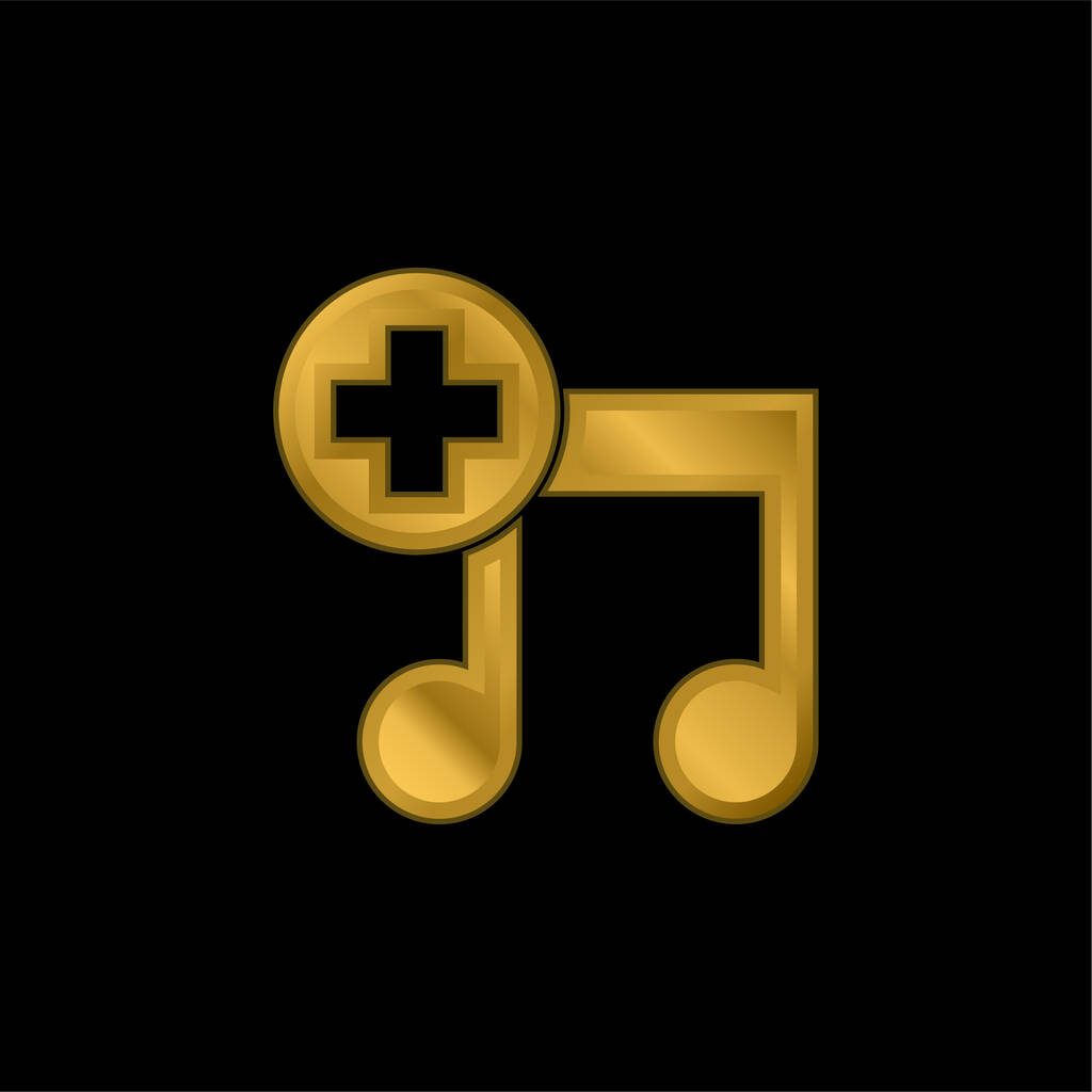 Add A Song Interface Symbol gold plated metalic icon or logo vector - Vector, Image