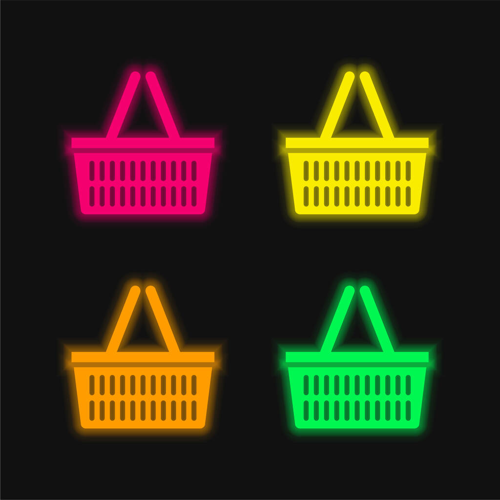Cesta quatro cores brilhante ícone vetor de néon - Vetor, Imagem