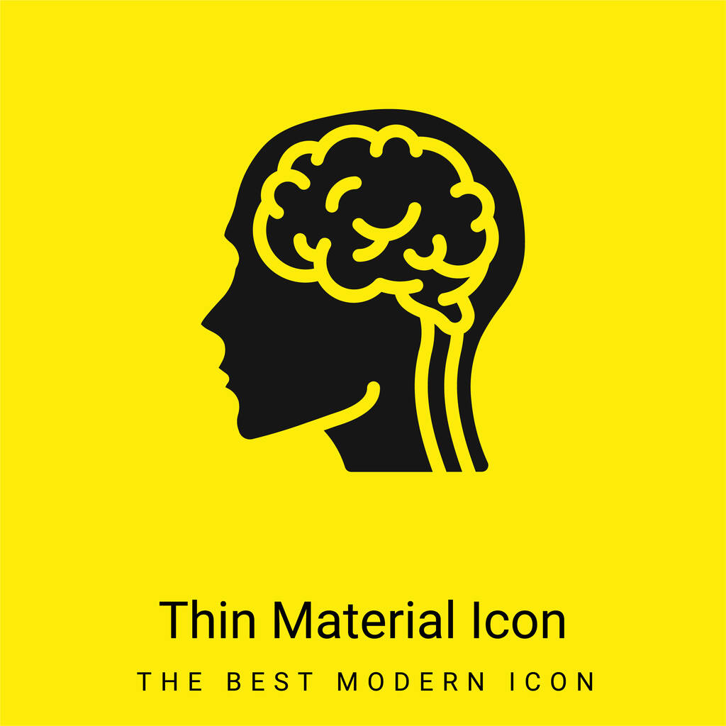 Cerveau minimal jaune vif icône matérielle - Vecteur, image