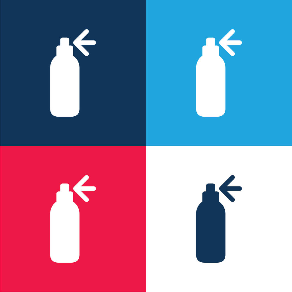 Belleza Perfume azul y rojo de cuatro colores mínimo icono conjunto - Vector, imagen