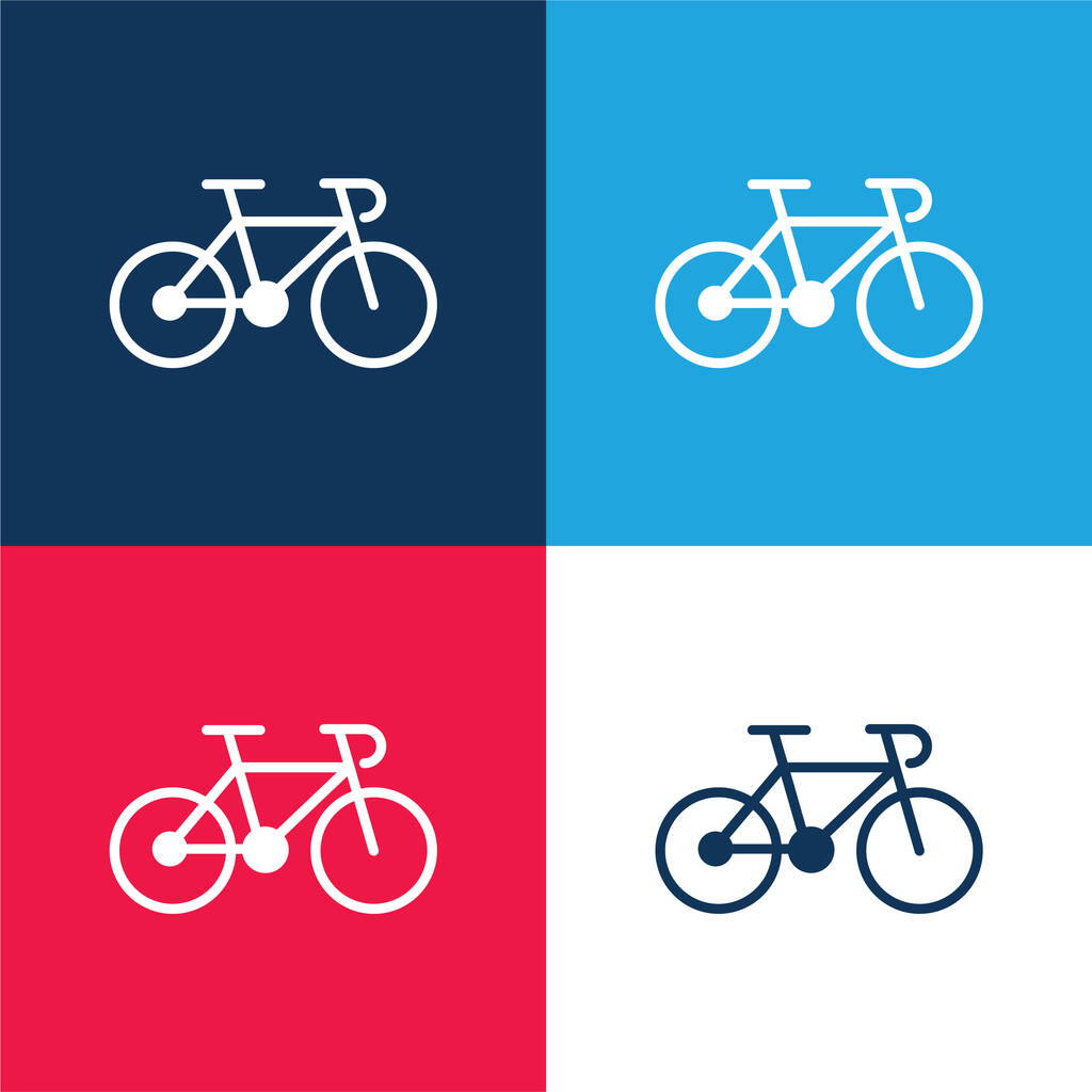 Bike Of A Gymnast μπλε και κόκκινο τεσσάρων χρωμάτων ελάχιστο σύνολο εικονιδίων - Διάνυσμα, εικόνα