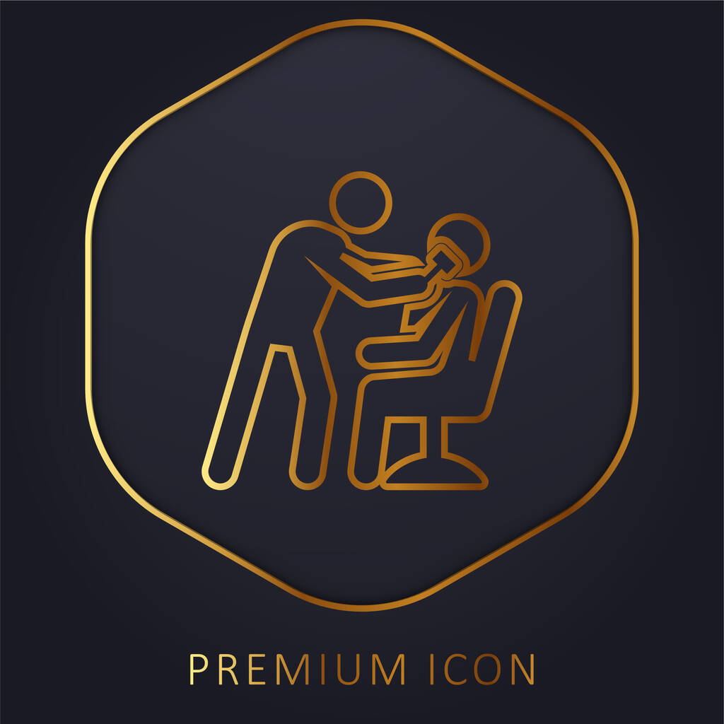 Barbiere linea dorata logo premium o icona - Vettoriali, immagini