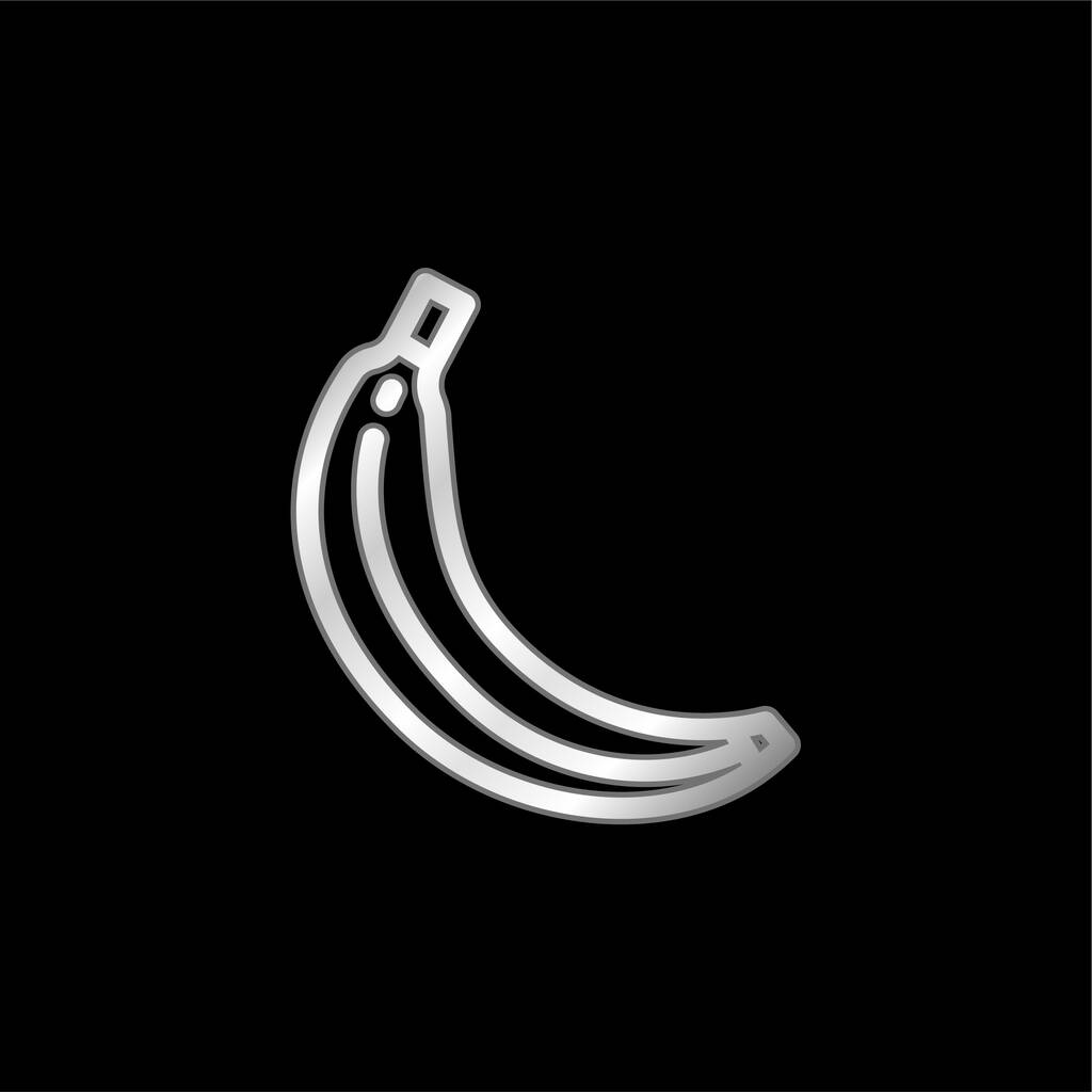 Banana silver plated metallic icon - Vector, Image
