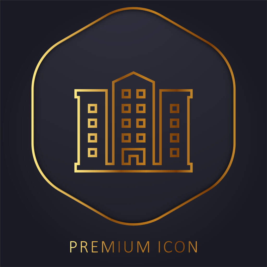Apartamento línea dorada logotipo premium o icono - Vector, imagen