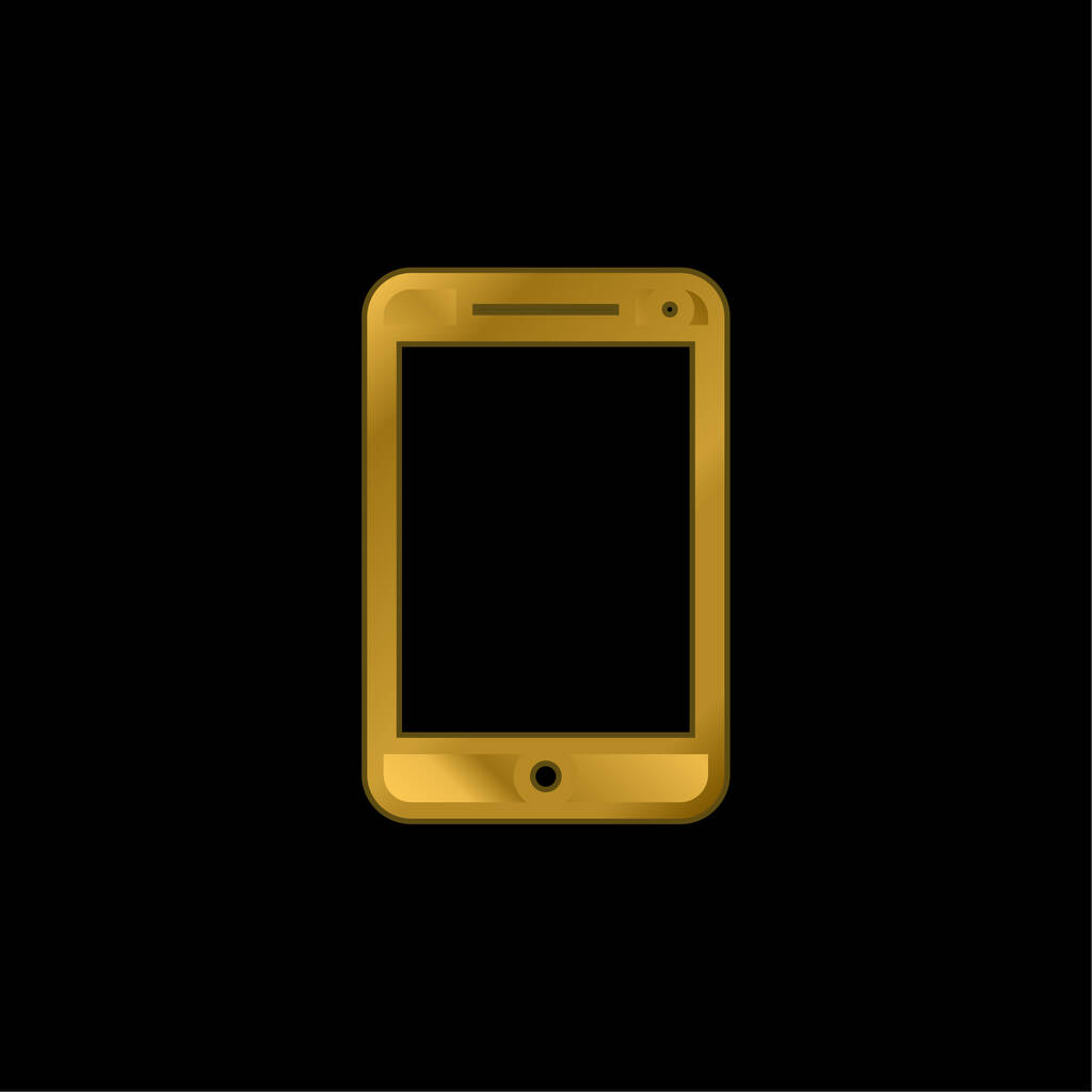 Big Screen Smartphone gold plated metalic icon or logo vector - Vector, Image