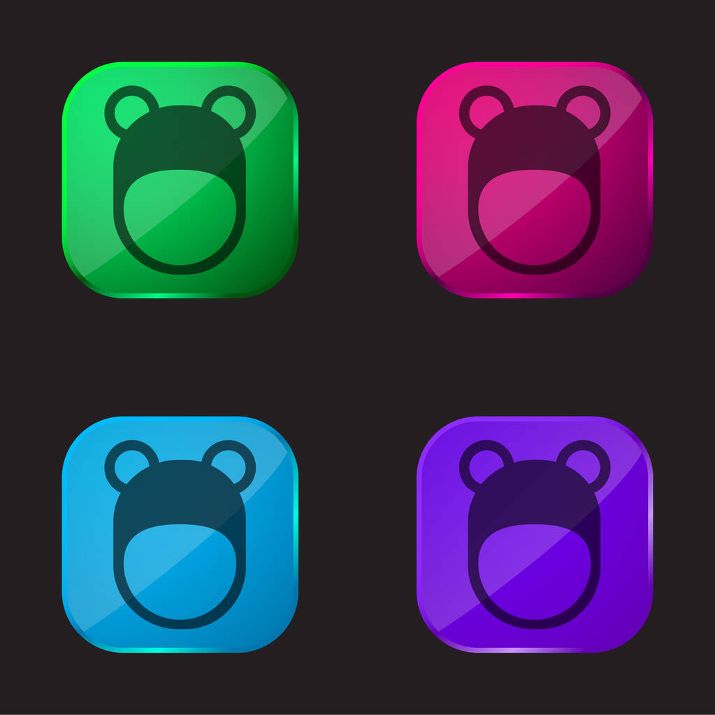 Bear Hat vier kleuren glazen knop pictogram - Vector, afbeelding