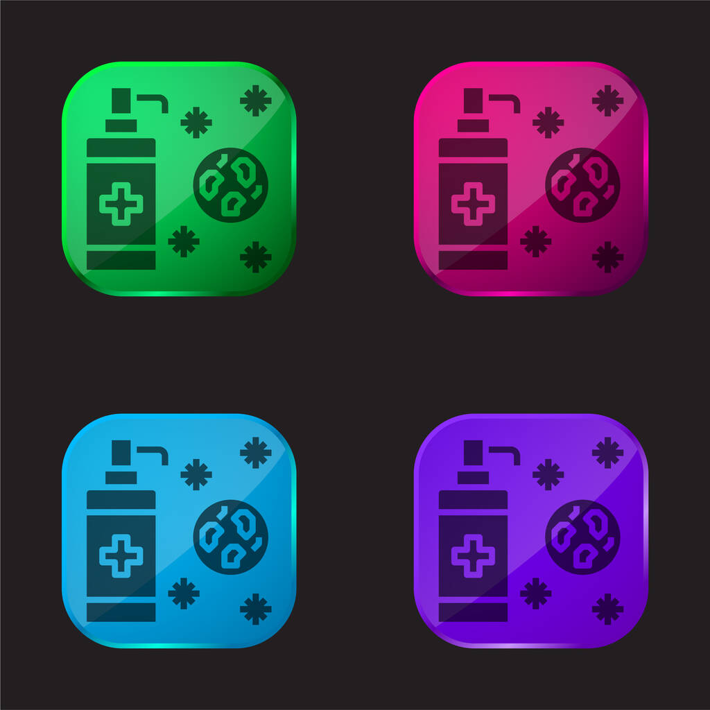 Antyseptyczne cztery kolor szklany przycisk ikona - Wektor, obraz