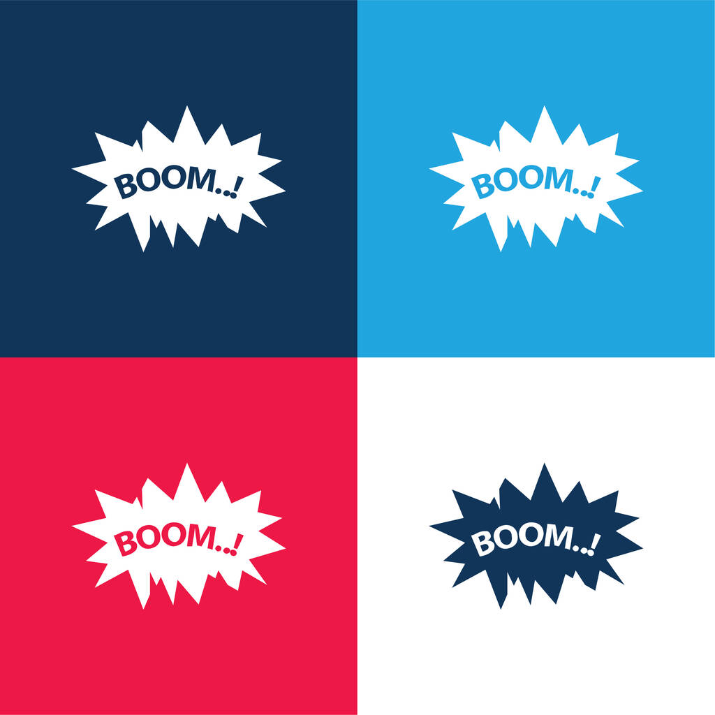 Boom azul y rojo conjunto de iconos mínimo de cuatro colores - Vector, Imagen
