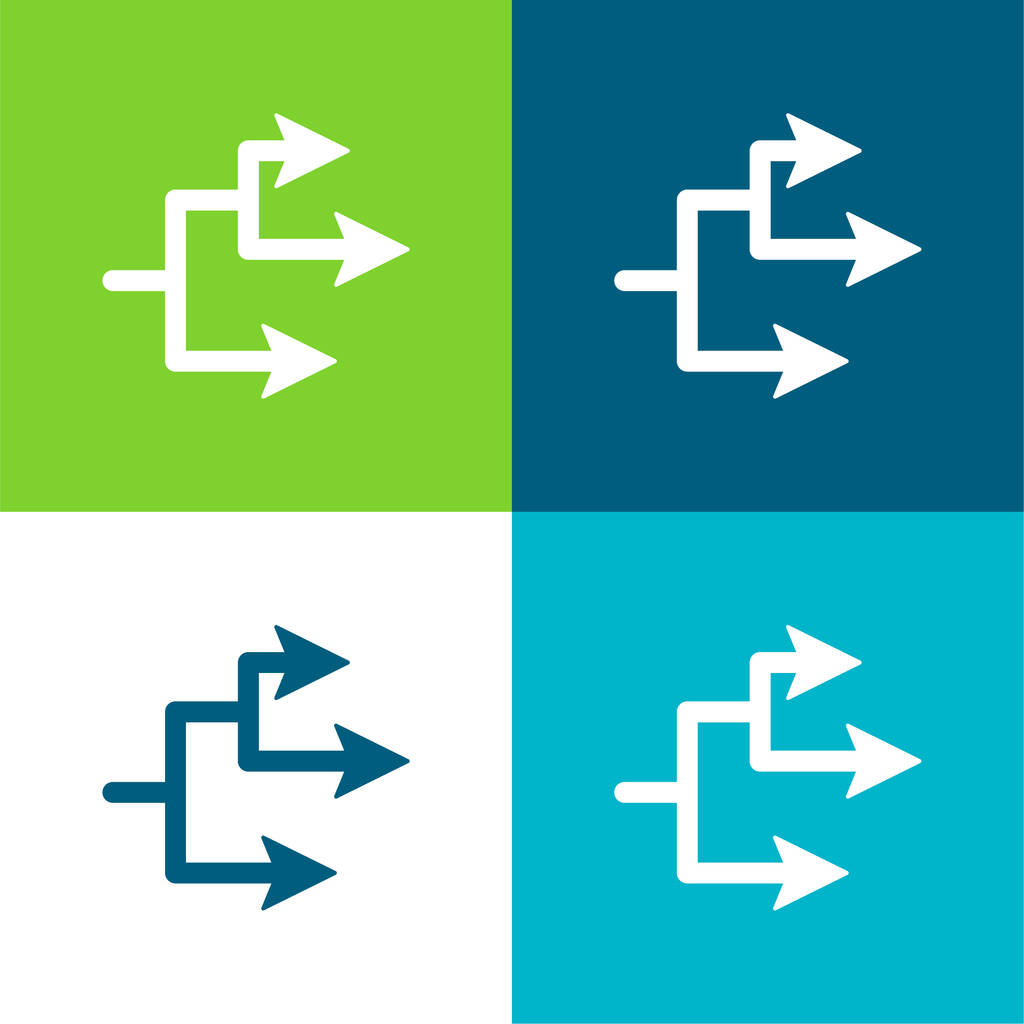 Conexión de flecha Conjunto de iconos mínimo de cuatro colores plano - Vector, Imagen
