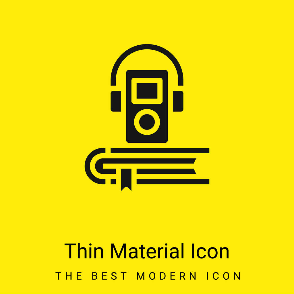 Audio Book minimális fényes sárga anyag ikon - Vektor, kép