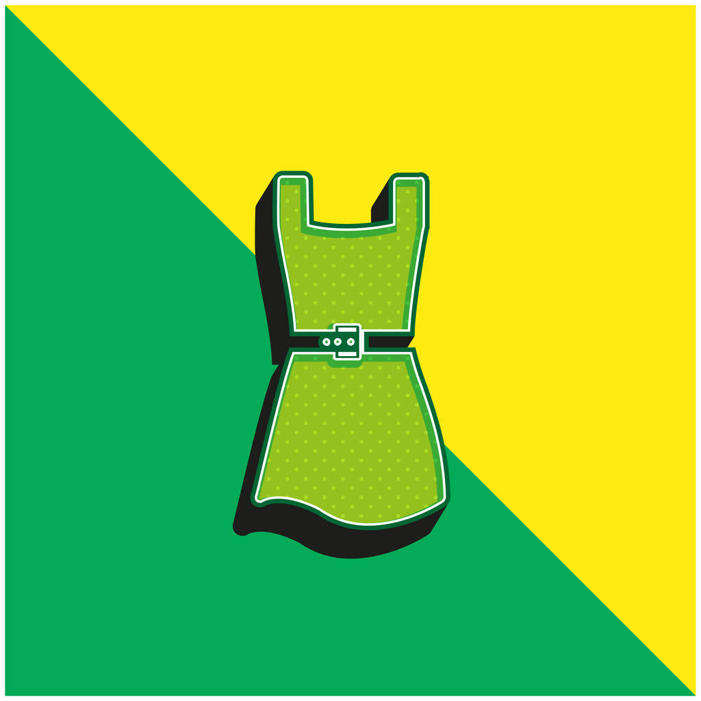 Black Female Dress Green and yellow modern 3d vector icon logo - Vector, Image