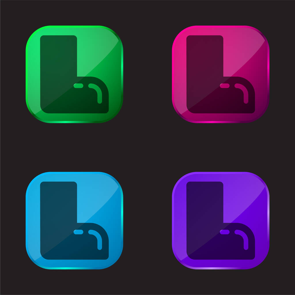 Boot quattro icona pulsante di vetro di colore - Vettoriali, immagini