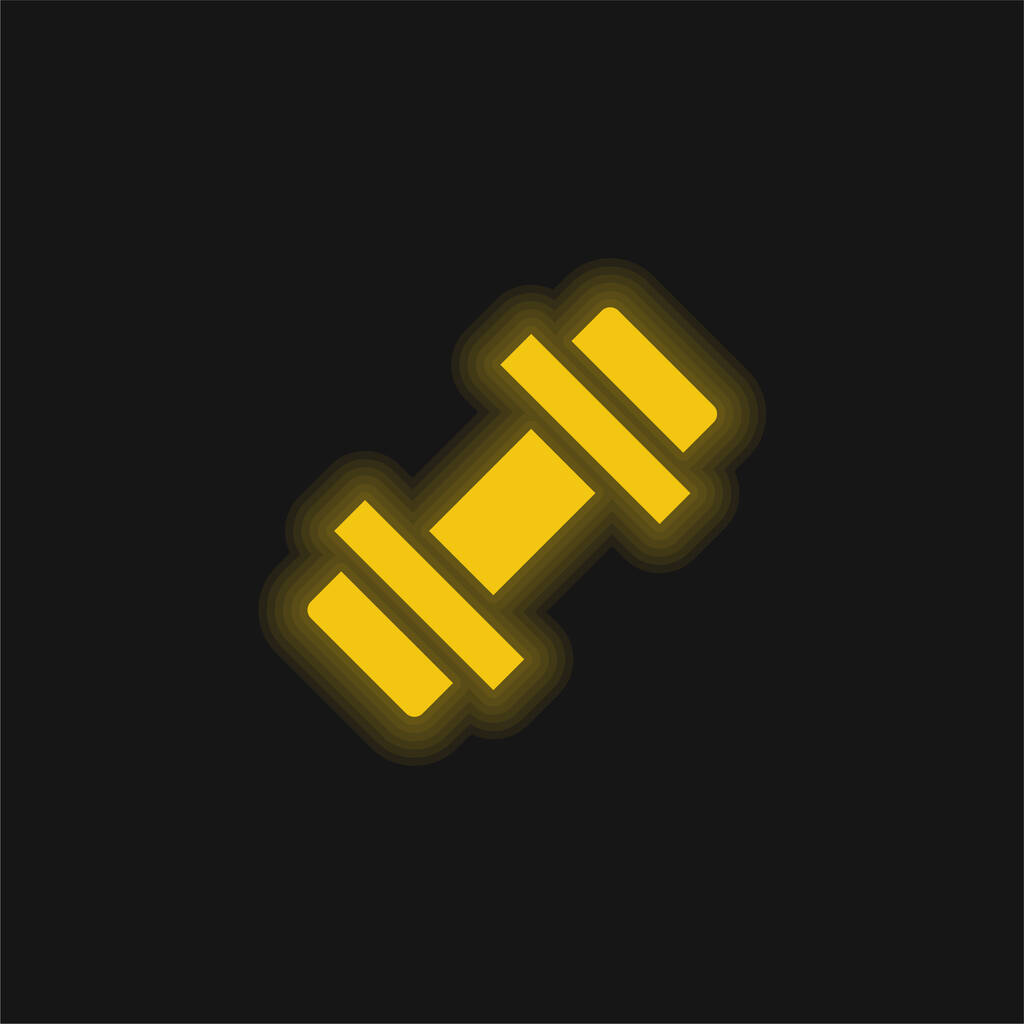 Langhantel gelb leuchtend Neon-Symbol - Vektor, Bild