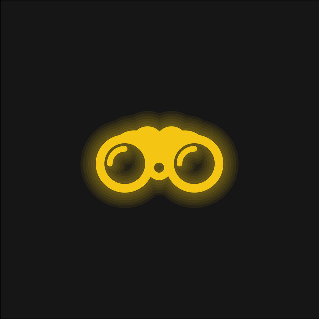 Big Binocoulars gelb leuchtende Neon-Symbol - Vektor, Bild