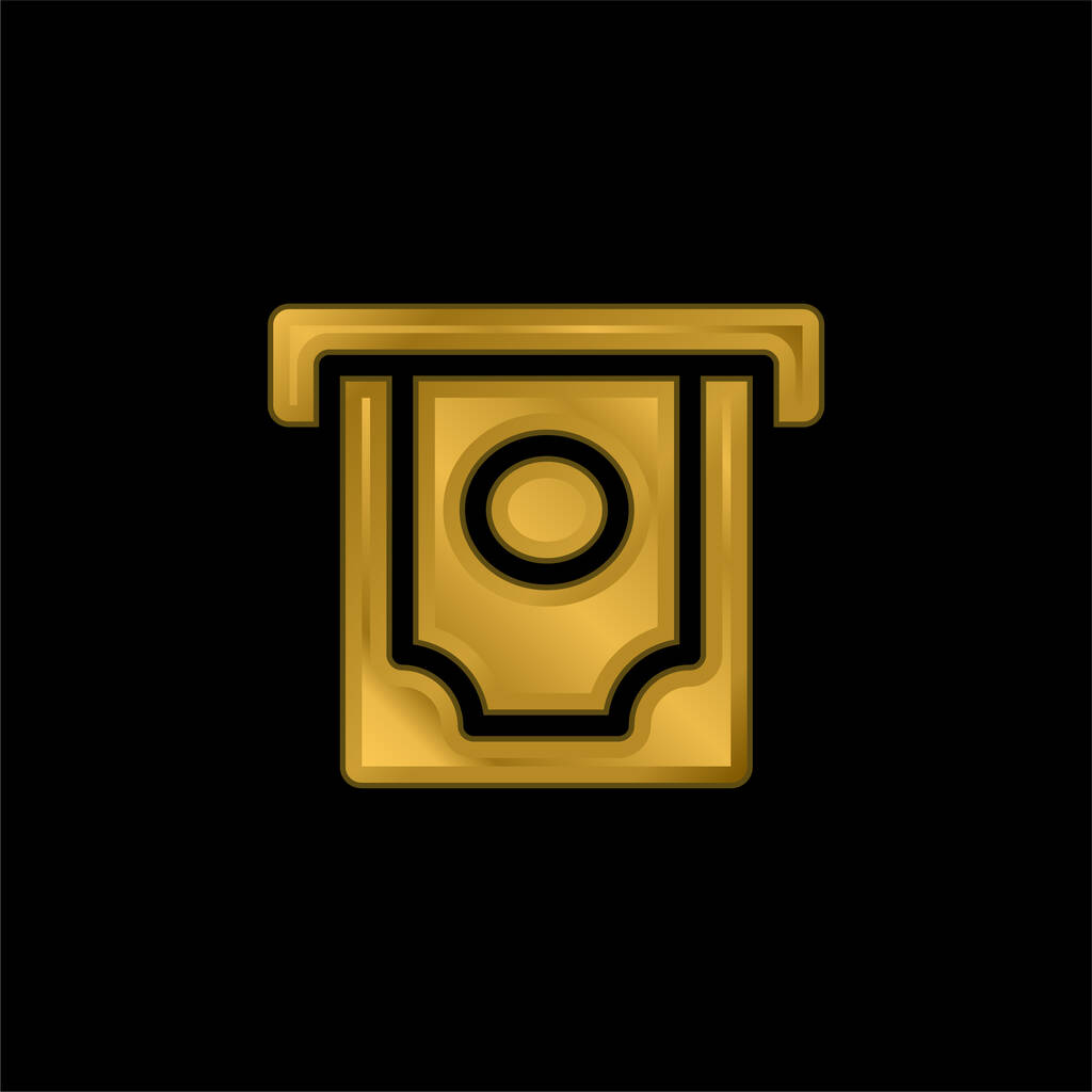 ATM banhado a ouro ícone metálico ou vetor logotipo - Vetor, Imagem