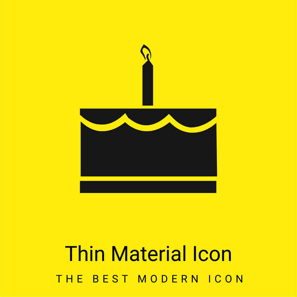 Birthday Cake With One Candle minimal bright yellow material icon - Vector, Image