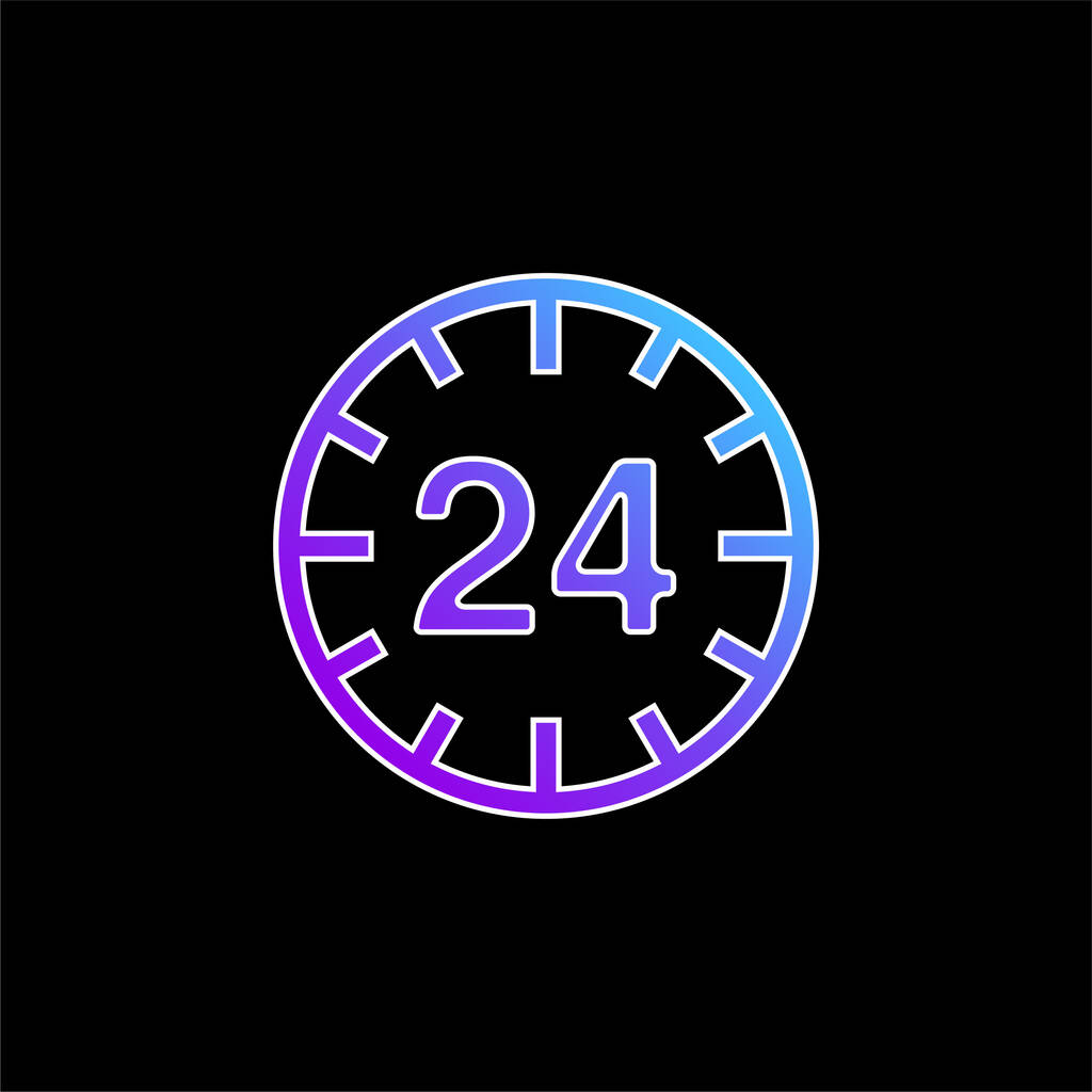 24 години Круглий знак синій градієнт Векторна піктограма
 - Вектор, зображення