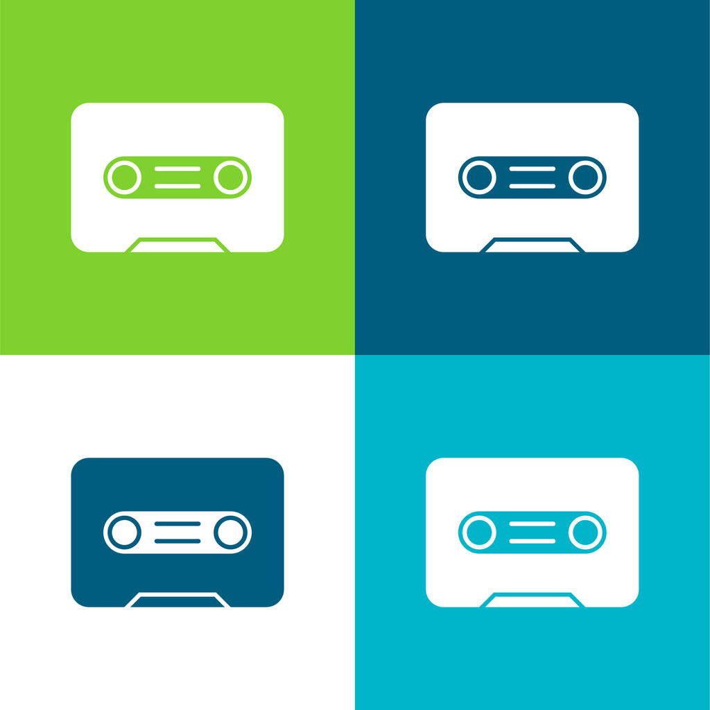 Big Cassette Flat négy szín minimális ikon készlet - Vektor, kép