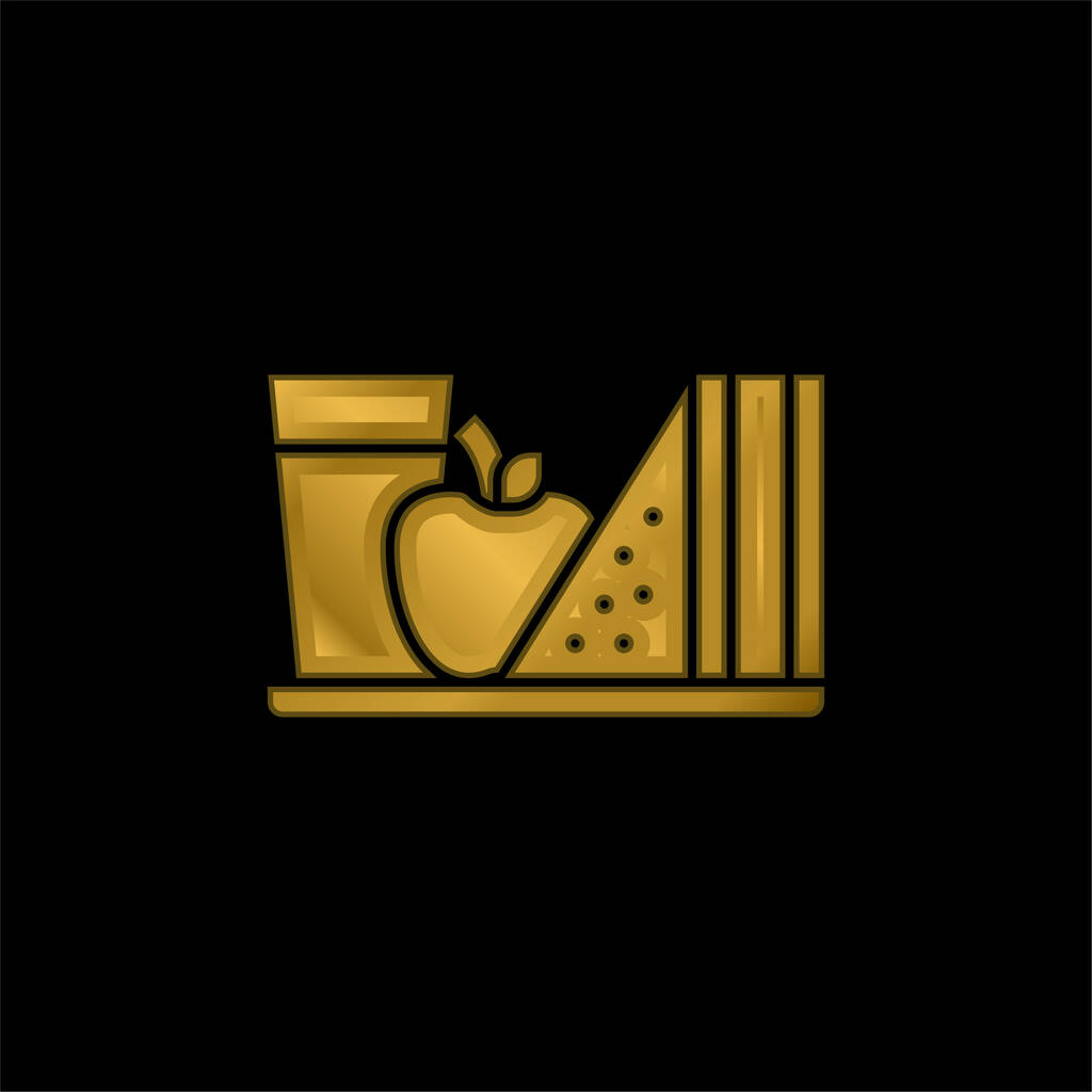 Kahvaltı altın kaplama metalik simge veya logo vektörü - Vektör, Görsel