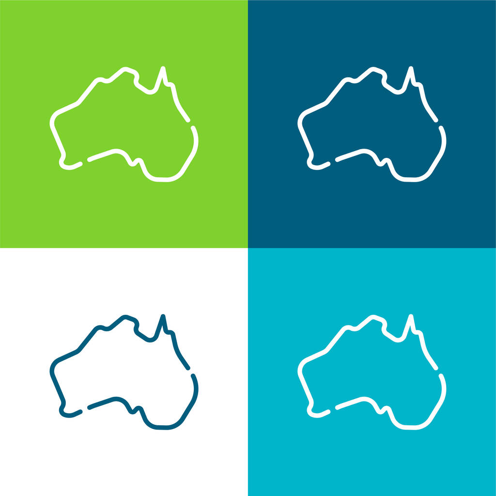 Austrália Conjunto de ícones mínimos de quatro cores plano - Vetor, Imagem