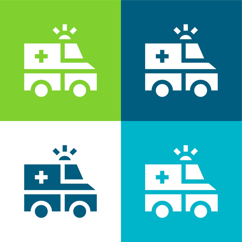 Ambulancia Plano de cuatro colores mínimo icono conjunto - Vector, Imagen