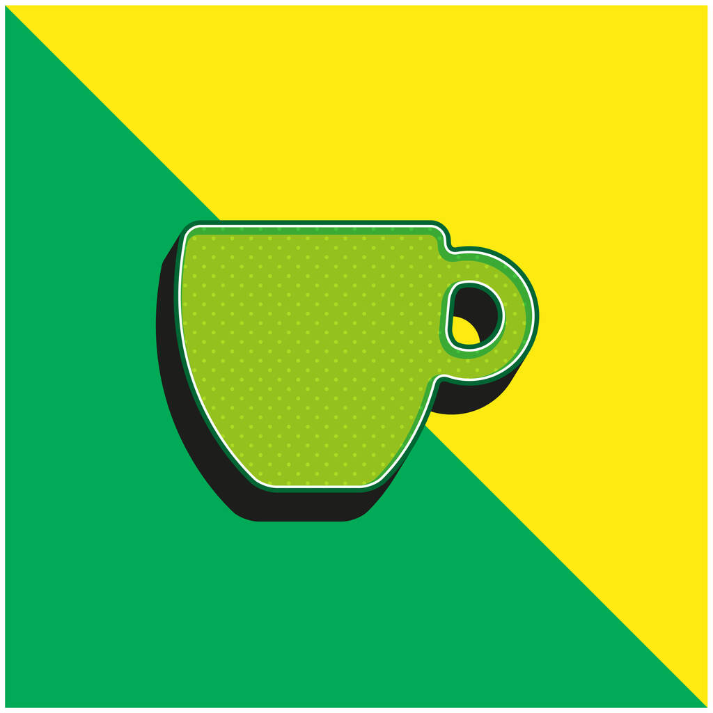 Черный Кубок Кофе Зеленый и желтый современный 3d векторный логотип - Вектор,изображение