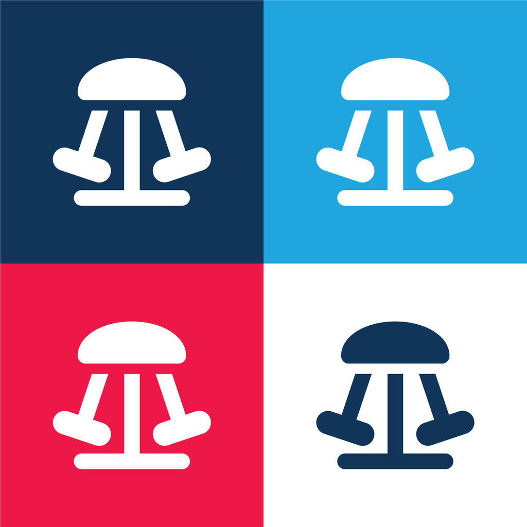 Parque de atracciones azul y rojo conjunto de iconos mínimo de cuatro colores - Vector, Imagen