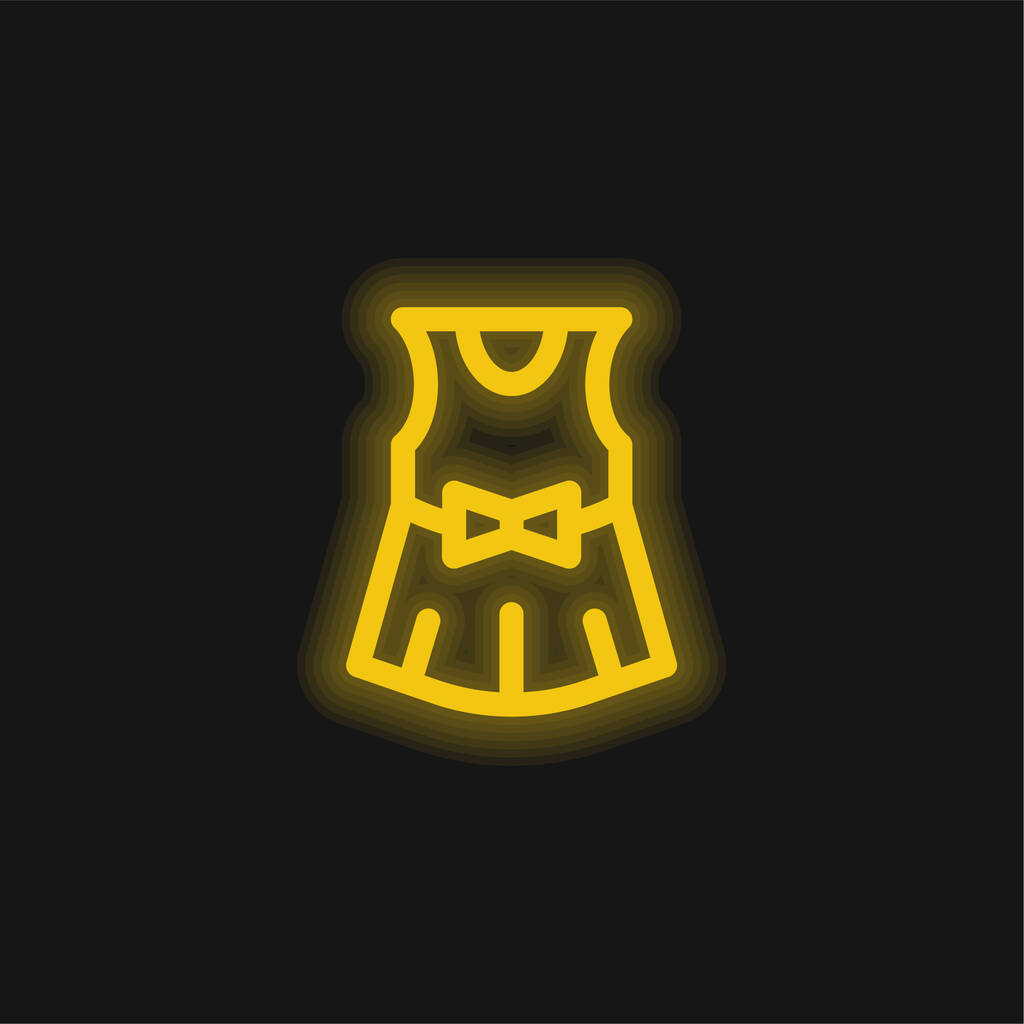 Baby Dress yellow glowing neon icon - Vector, Image