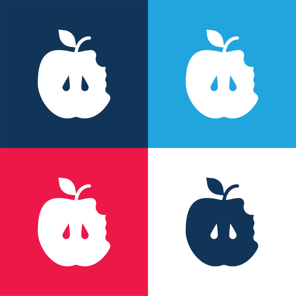 Apple μπλε και κόκκινο τέσσερα χρώμα ελάχιστη σύνολο εικονιδίων - Διάνυσμα, εικόνα