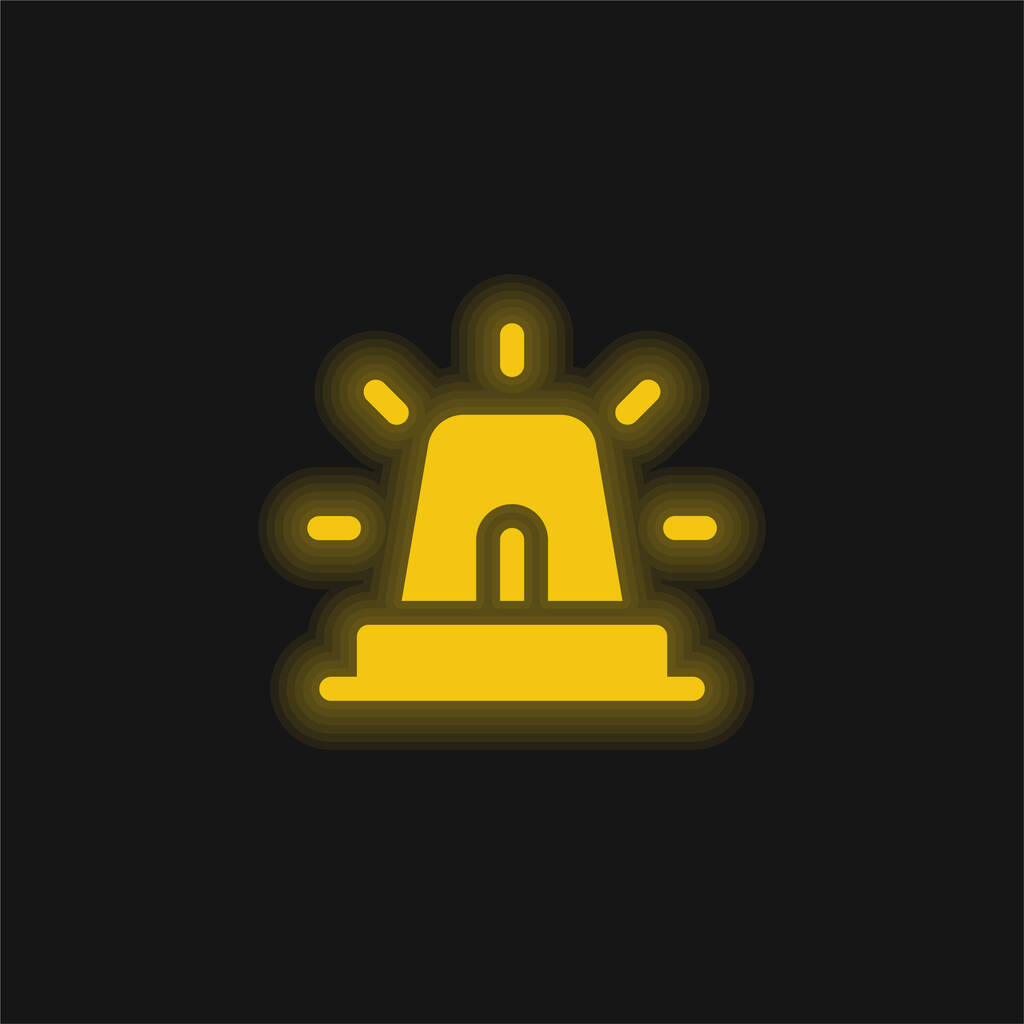 Alarm geel gloeiende neon pictogram - Vector, afbeelding