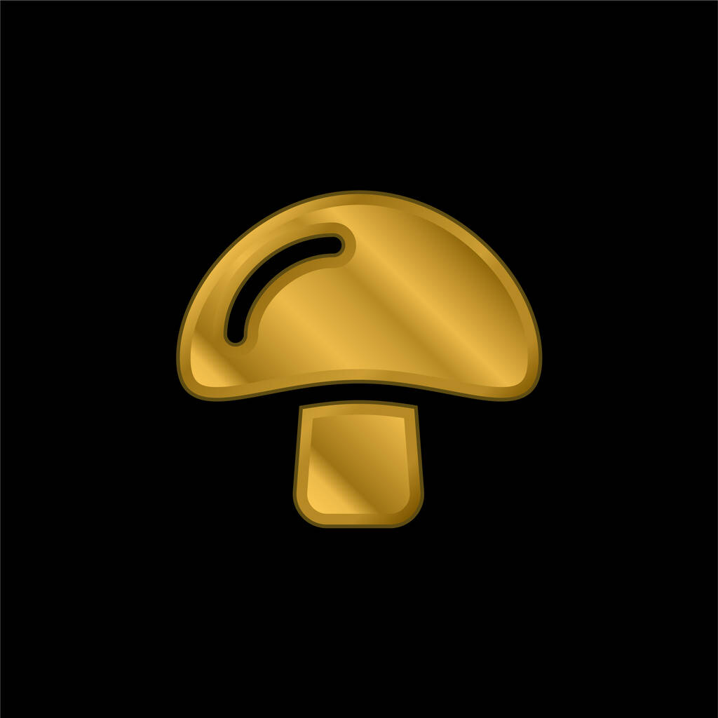 Big Mushroom gold plated metalic icon or logo vector - Vector, Image
