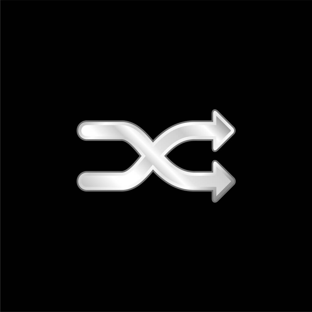 Flechas Shuffle Símbolo plateado icono metálico - Vector, imagen