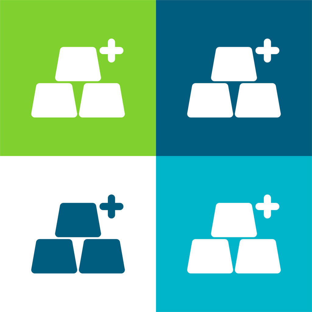 Objecten toevoegen Flat vier kleuren minimale pictogram set - Vector, afbeelding
