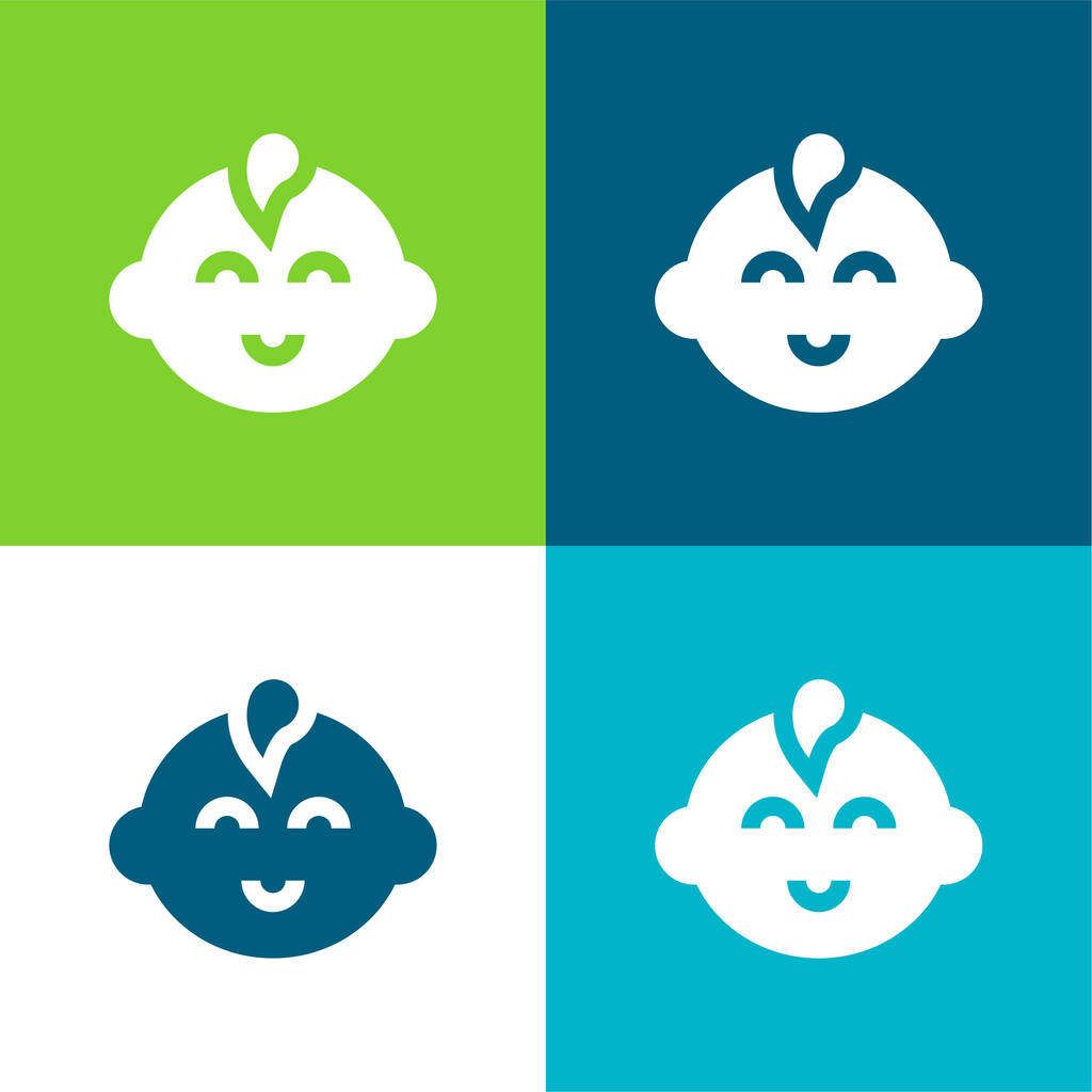 Baby Boy Flat conjunto de iconos mínimos de cuatro colores - Vector, imagen