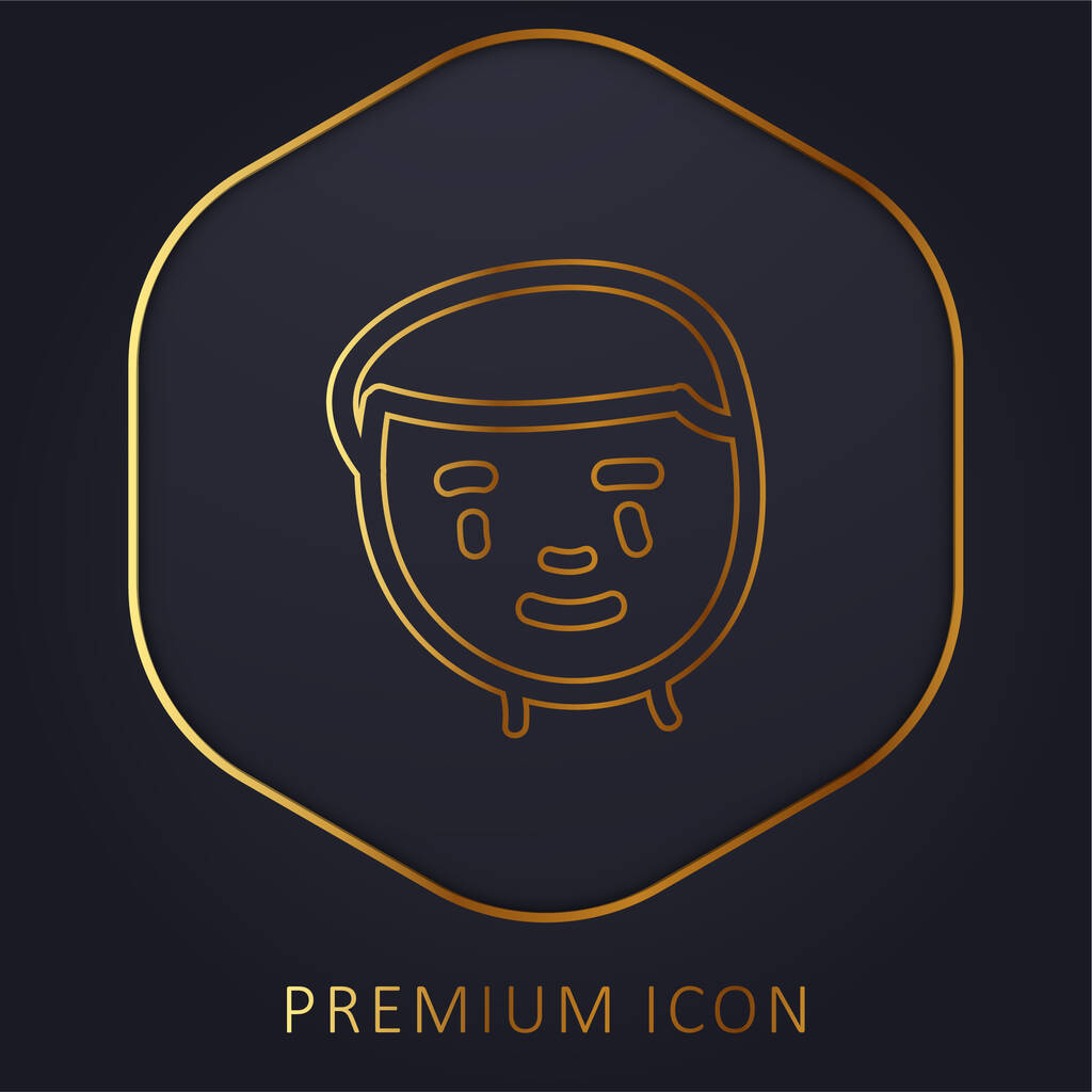 Chłopiec ręcznie rysowane twarz złotą linię logo premium lub ikona - Wektor, obraz