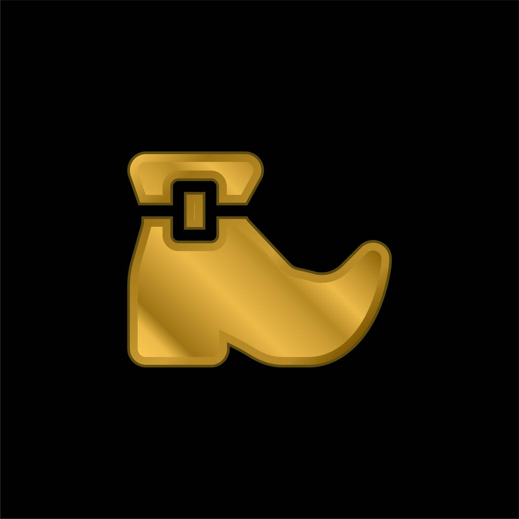 Bota chapado en oro icono metálico o logo vector - Vector, Imagen