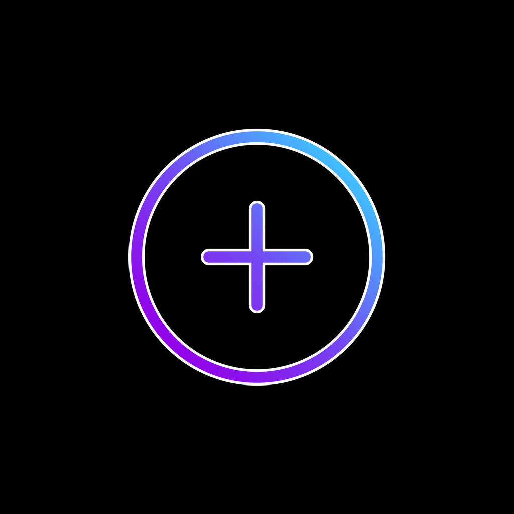 Añadir Circular perfilado botón azul gradiente vector icono - Vector, imagen