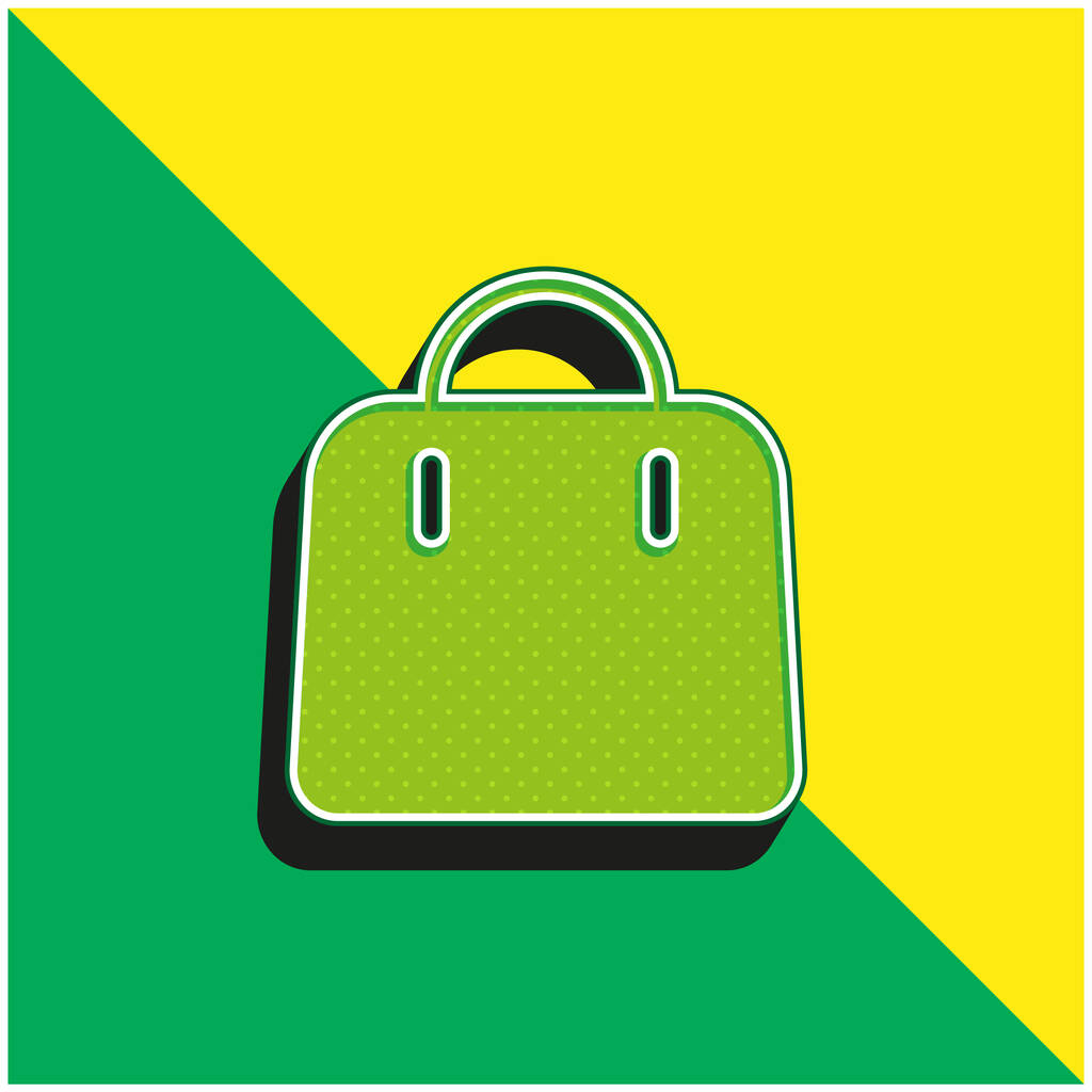 ビッグハンドバッグ緑と黄色の現代的な3dベクトルアイコンロゴ - ベクター画像