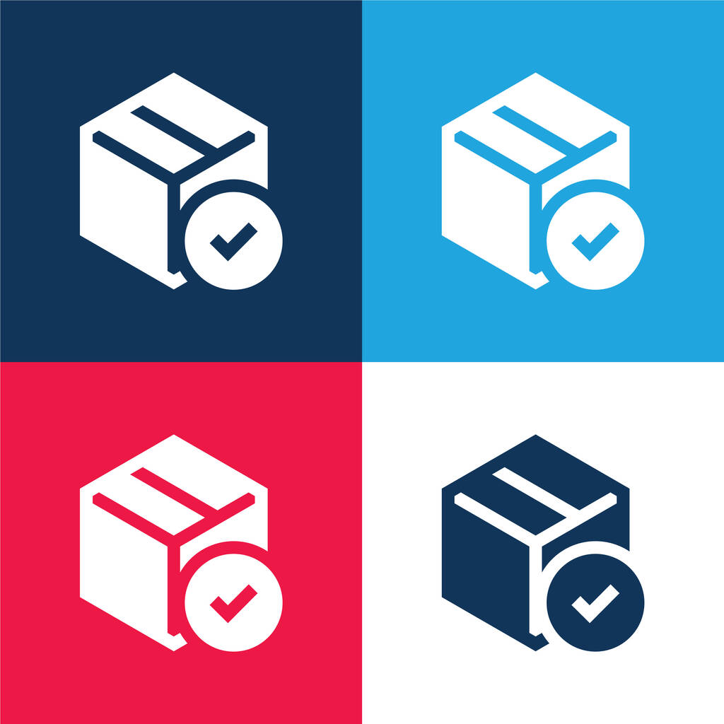 Box blau und rot vier Farben minimales Symbol-Set - Vektor, Bild