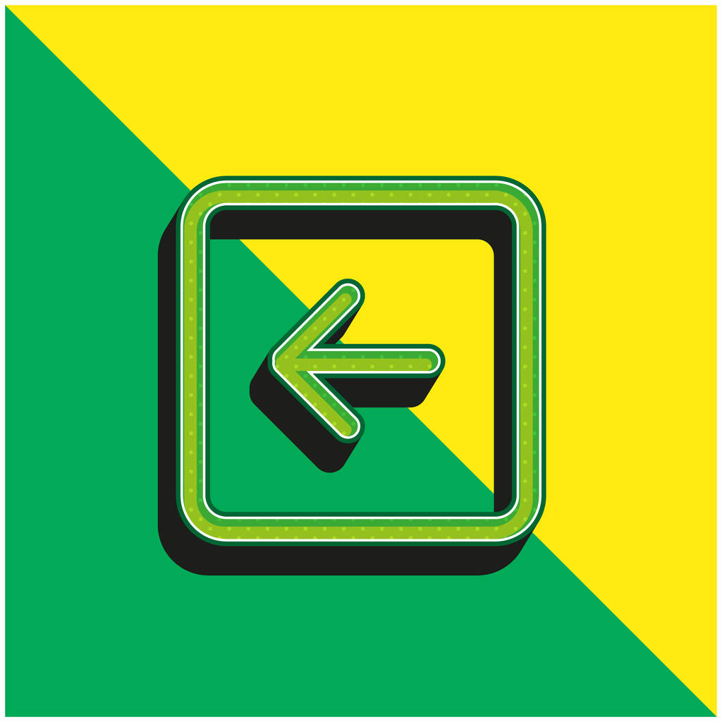 Atrás Flecha izquierda Botón cuadrado Esquema verde y amarillo moderno vector 3d icono logo - Vector, Imagen