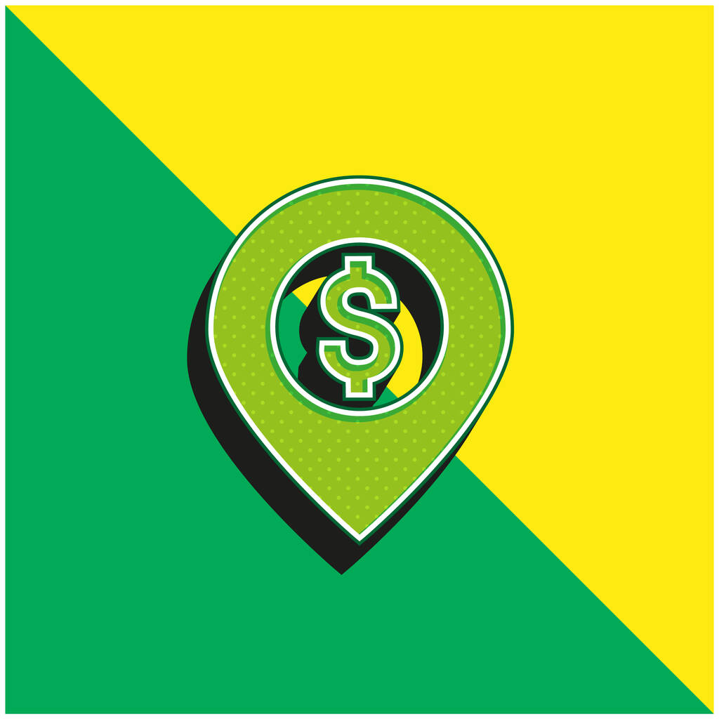 Bank Location Green and yellow modern 3d vector icon - Вектор, зображення