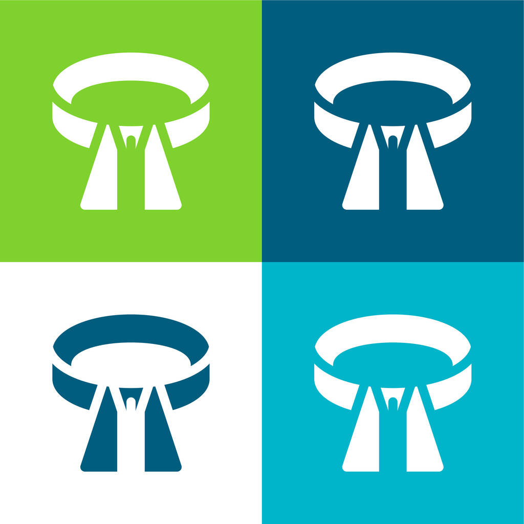 Set icona minimale a quattro colori piatto cintura - Vettoriali, immagini