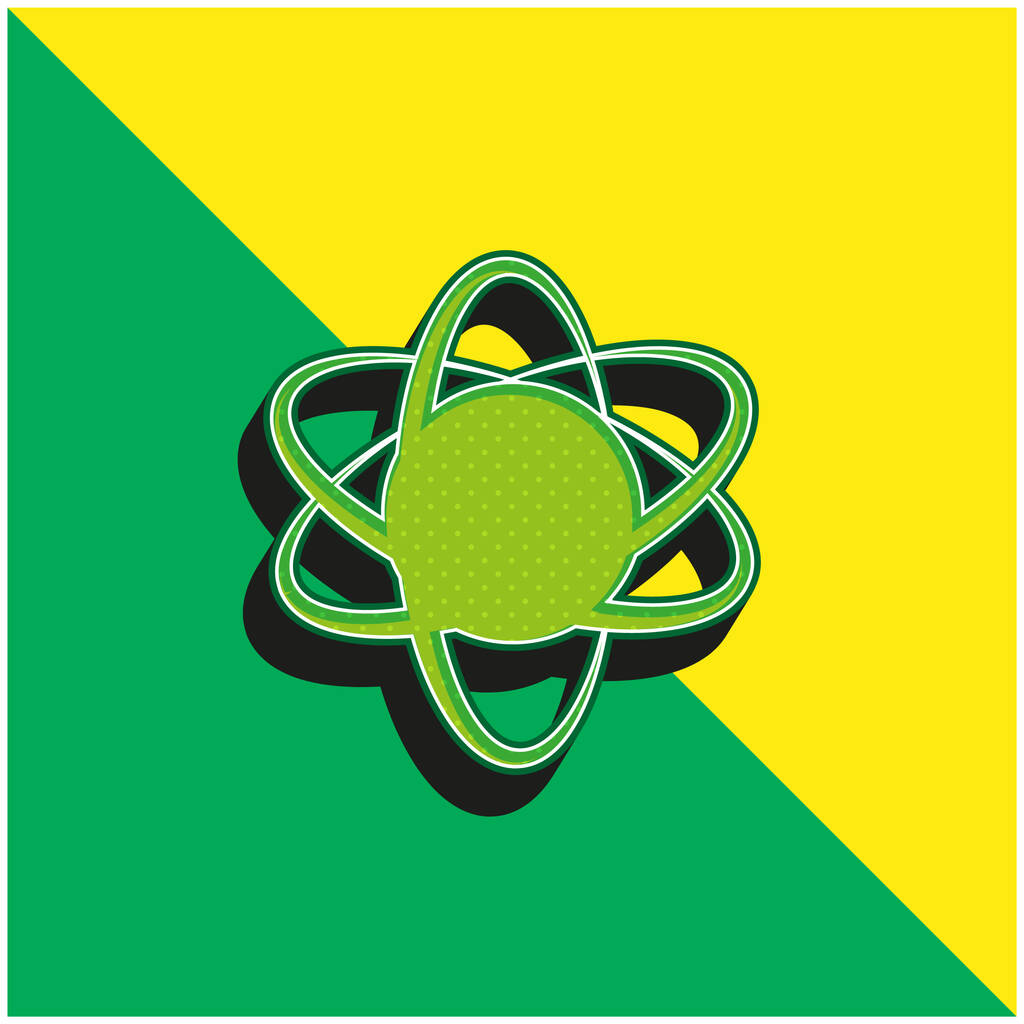 Atom Symbol verde y amarillo moderno logotipo del icono del vector 3d - Vector, imagen