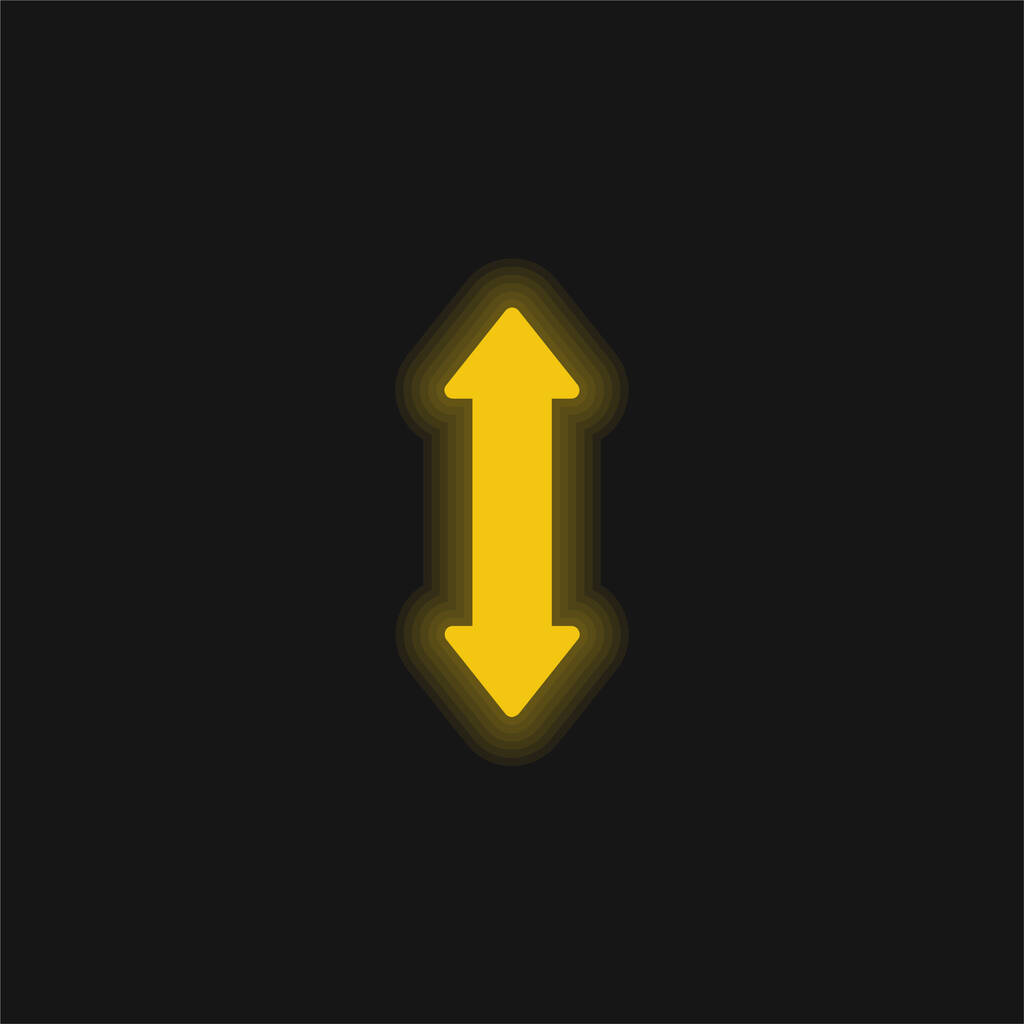 Dvojitá šipka nahoru a dolů Znak žlutá zářící neonová ikona - Vektor, obrázek